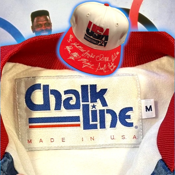 π Vintage π 1992 USA πΊπΈ Dream Team π Fanimation Chalk Line Jacket π§₯ - Picture 7 of 7